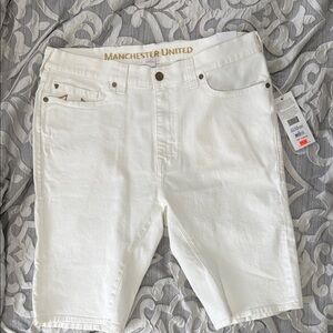 True Religion Cream Shorts with Gold Detail